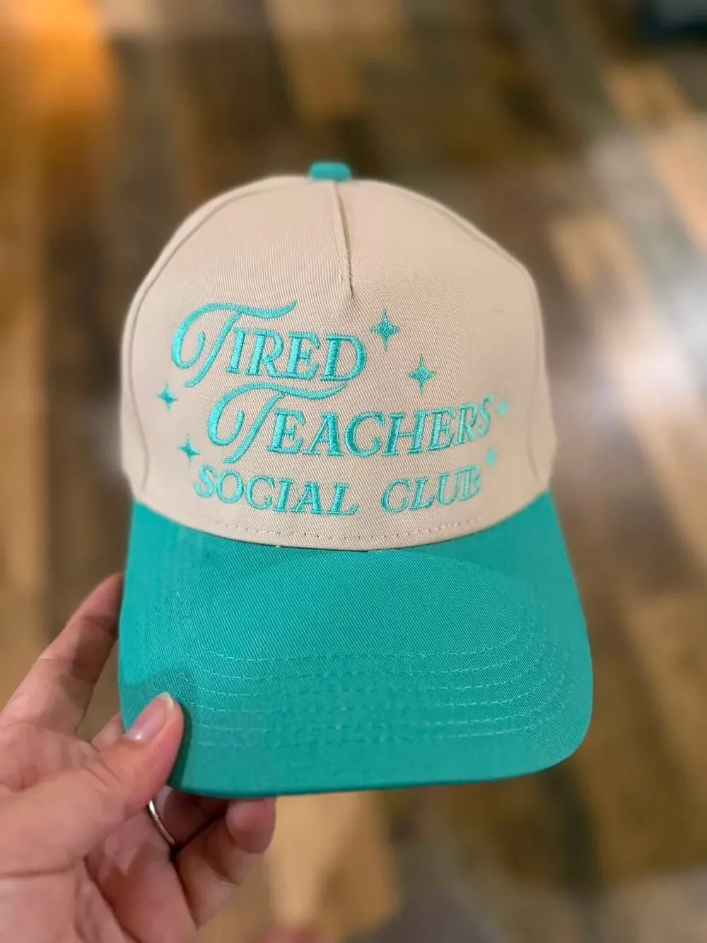 Tired Teachers Social Club Pink Trucker Hat Snapback Embroidered Cap